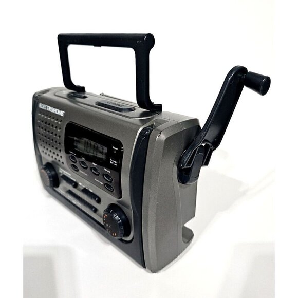 Electrohome Hand Crank Emergency  Radio Alarm Clock Flashlight Blink PCR138E - Picture 9 of 16